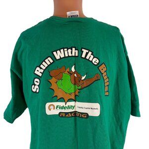Vintage Fidelity Investments Racing T Shirt Mens Size XL Green Financial 90s